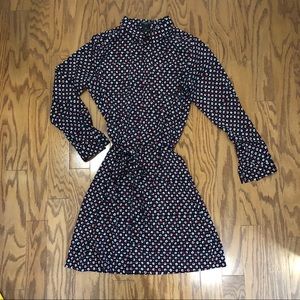 Ann Taylor Navy Tie-Waist Dress